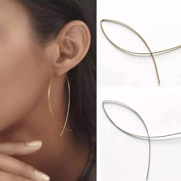 $15 SALE🌟thin open twist hoop earrings minimalist - Picture 3 of 3